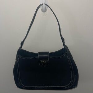 Suede Black Leather Shoulder Bag